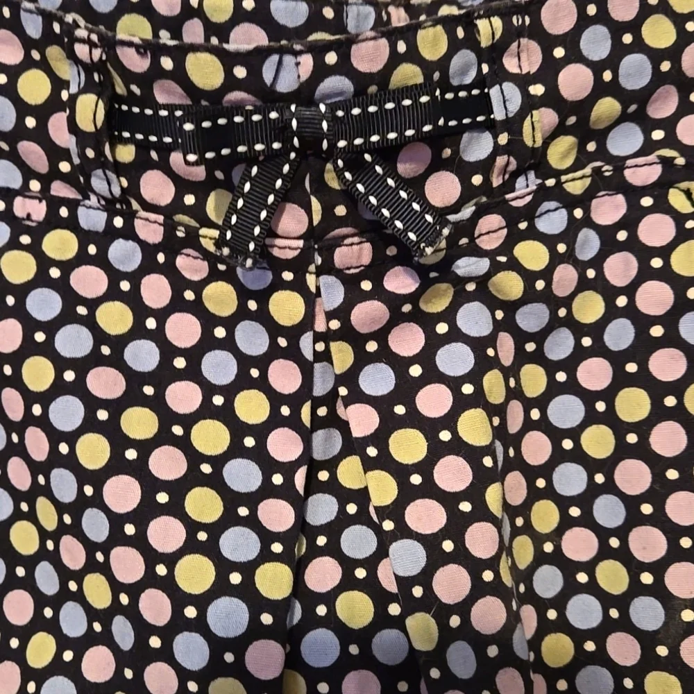 Gymboree Skort, Mini Skirt, Childs Sz 12, Navy, Pink, Green, Polka Dots, Bow
